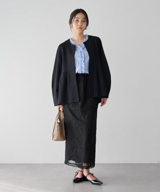 YECCA VECCA フリルVネックブラウス Blue