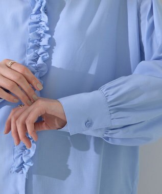 YECCA VECCA フリルVネックブラウス Blue