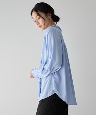 YECCA VECCA フリルVネックブラウス Blue