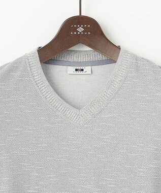 JOSEPH ABBOUD 【オーガニックコットン/JAPANファブリック】スラブインレイ Vネック 長袖 Ｔシャツ ライトグレー系