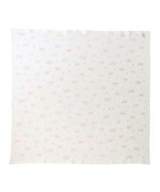 MIKI HOUSE HOT BISCUITS ガーゼバスタオル 白×ブルー