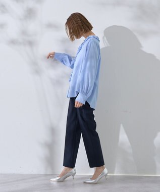 YECCA VECCA フリルVネックブラウス Blue