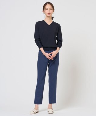 J.PRESS LADIES L HIGH GAUGE BASIC Vネック ニット ネイビー系