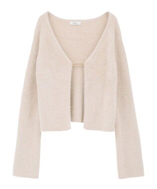 earth music&ecology SET2点チャーム付きシャギーニット＋インナー Pink Beige