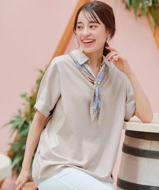 Tiaclasse 【洗える】 リネンミックススキッパーシャツ ベージュ