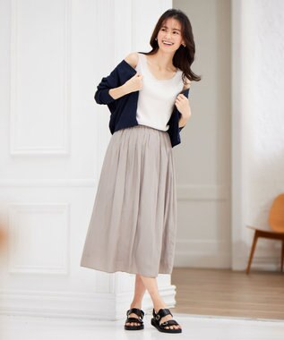 J.PRESS LADIES コットンリブ ノースリーブ カットソー ライトグレー系