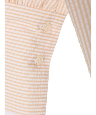 earth music&ecology サッカーストライプボーイズライクシャツ Orange