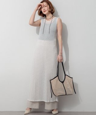 23区 L 【SLOW/一部店舗限定】リンクルレース レイヤード ワンピース ホワイト系