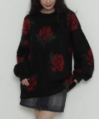 WEGO 【2025年秋冬新作】シャギーパターンニットBIGプルオーバー 柄4