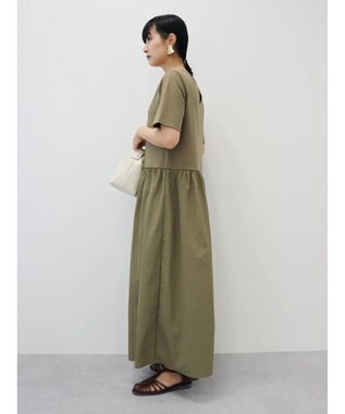 Green Parks Ｂ．ドッキングボリュームギャザーワンピース Black