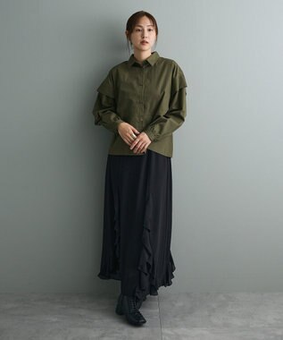 CRAFT STANDARD BOUTIQUE パネルデザインワイドシャツ Khaki