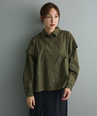 CRAFT STANDARD BOUTIQUE パネルデザインワイドシャツ Khaki