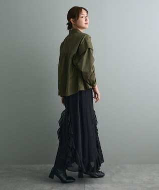 CRAFT STANDARD BOUTIQUE パネルデザインワイドシャツ Khaki
