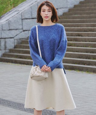 Tiaclasse ラメツイードAラインフレアスカート オフホワイト