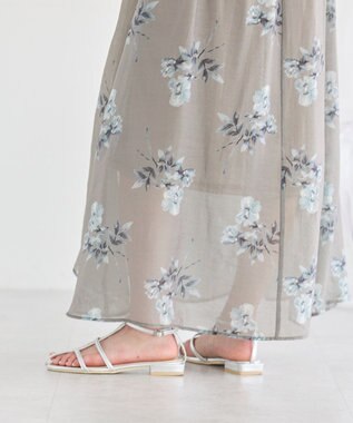 earth music&ecology フラワーシアープリントスカート Beige