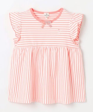 組曲 KIDS 【UVケア】【110-140㎝】マリンボーダー チュニック コーラル