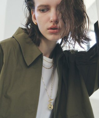 YECCA VECCA ボリュームギャザーデザインZIPブルゾン Khaki