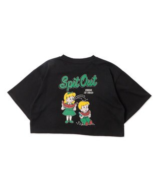 WEGO イラストモチーフグラフィックショートT ブラック