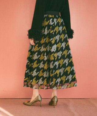 GRACE CONTINENTAL 千鳥刺繍チュールスカート ブラック