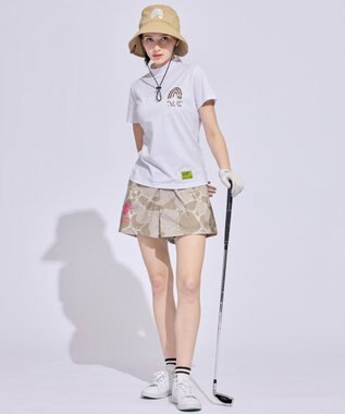 PW CIRCULUS 【WOMEN】メッシュコンビ モックネックT ゴルフウェア レディース ホワイト系