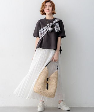 23区 L 【先行予約】スビンギザコットン フレア Tシャツ グレー系