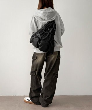 WEGO 【ユニセックス着用ITEM】2ポケットPUドロストナップサック ブラック