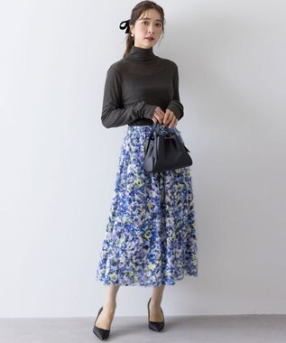 組曲 S ヘアリーフラワープリント スカート パープル系5