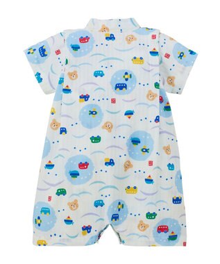 MIKI HOUSE HOT BISCUITS 【60-80cm】総柄 甚平オール ブルー