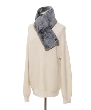 MOONBAT 【WEB限定】FURLA スノートップ チャーム付きフェイクファーマフラー ブラック