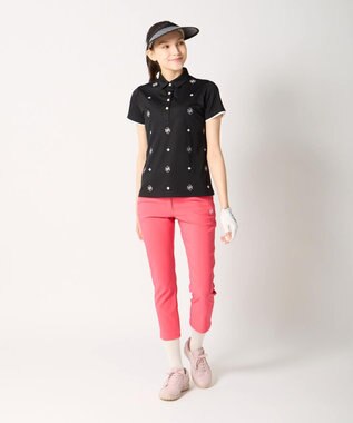 FILA GOLF／marie claire 【Marie claire sports】ロゴ刺繍半袖ポロシャツ ブラック