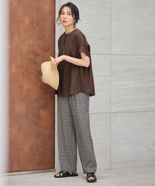 ANY フレンチリネンシャツブラウス ブラウン