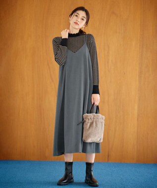 ANY 【洗濯機可能/ストレッチ】ウールライクキャミワンピース グレー