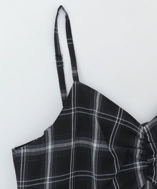 WEGO チェックイレヘムキャミワンピース ブラックチェック1