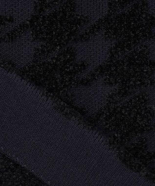 ICB L 【洗える】ハウンドトゥースパターン Vネックカーディガン ネイビー系