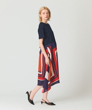 GRACE CONTINENTAL プリントコンビカットワンピース ブラック