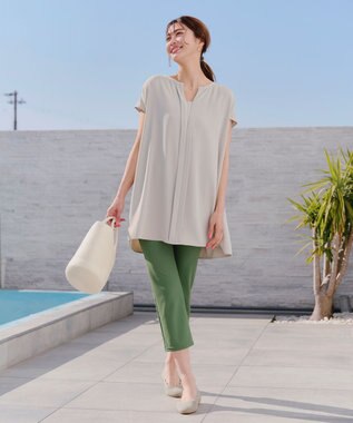 Tiaclasse 【洗える/撥水】スカラップニットフラットパンプス グレージュ