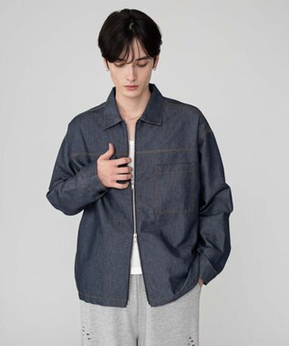 WEGO 【ユニセックス着用ITEM/MLサイズ展開】カラーステッチシャツジャケット ブルーその他