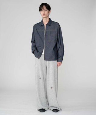 WEGO 【ユニセックス着用ITEM/MLサイズ展開】カラーステッチシャツジャケット ブルーその他