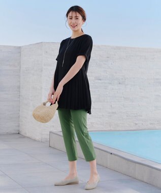 Tiaclasse 【洗える/撥水】スカラップニットフラットパンプス グレージュ