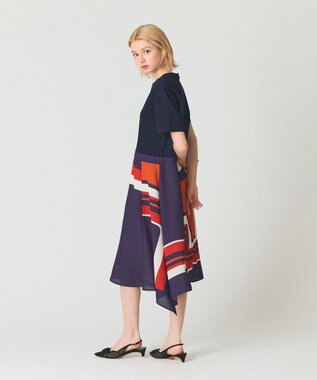 GRACE CONTINENTAL プリントコンビカットワンピース ブラック