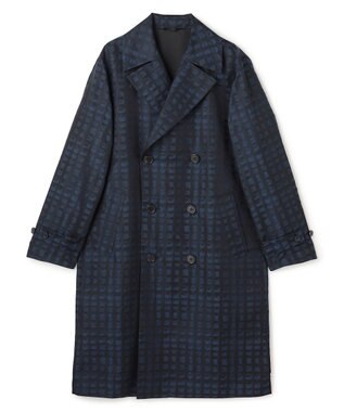 JOSEPH HOMME 【HIGH GRADE LINE】ドローイングプレイド ダブルブレストコート ネイビー系3