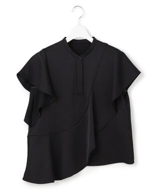 ICB 【ICB×インフルエンサーコラボ】【先行予約】デュアルサテン ラッフルブラウス ブラック