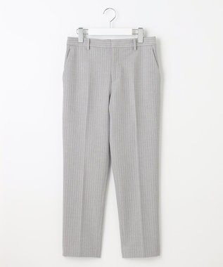 自由区 【XSサイズ～/洗える】TRギャバ ストライプ テーパードパンツ ライトグレー系1
