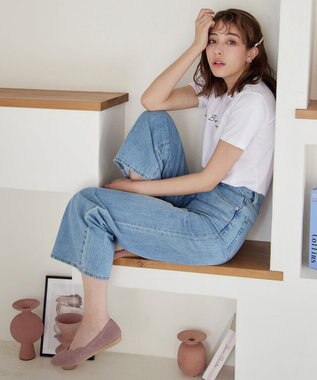 Tiaclasse 【洗える/撥水】スカラップニットフラットパンプス ピンク