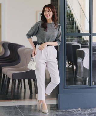 Tiaclasse 【洗える/撥水】スカラップニットフラットパンプス グレージュ