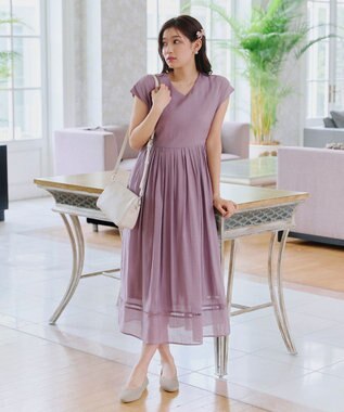 Tiaclasse 【洗える/撥水】スカラップニットフラットパンプス グレージュ