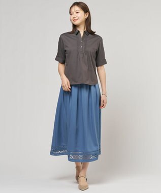 J.PRESS LADIES ドライコットン ポロ カットソー スレートブラウン系