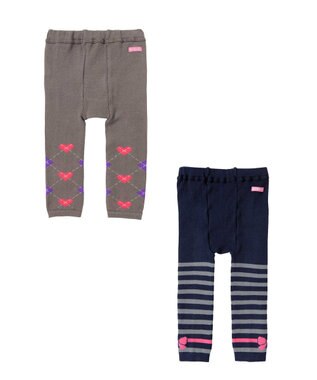 MIKI HOUSE HOT BISCUITS レギンス2枚セット 紺×グレー