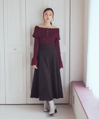 earth music&ecology ２Ｗａｙオフショルニットプルオーバー Red