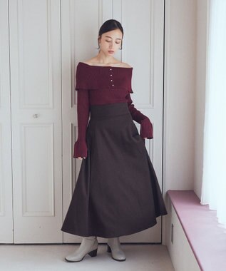 earth music&ecology ２Ｗａｙオフショルニットプルオーバー Red